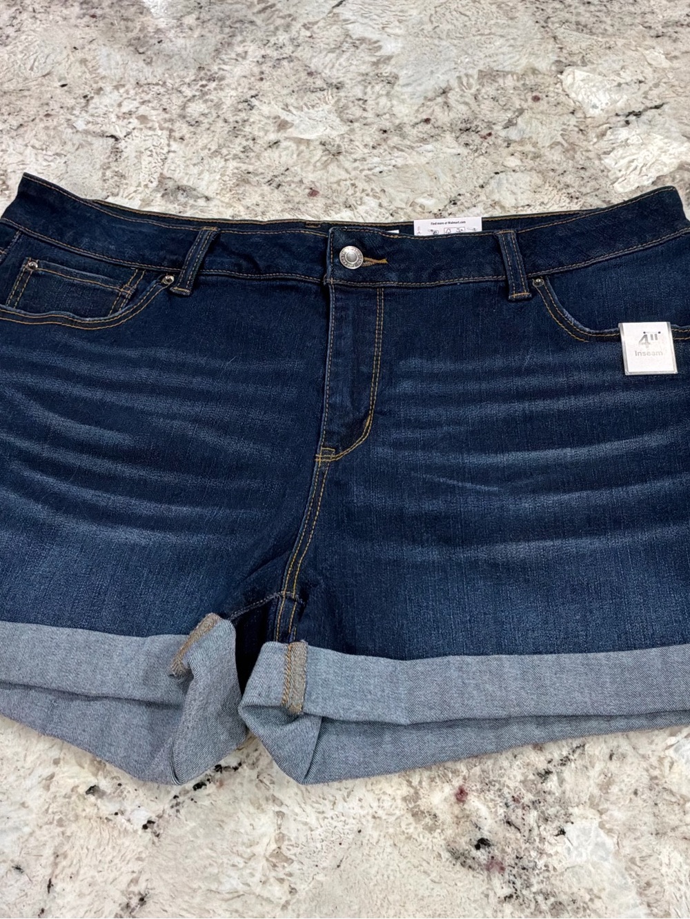 Time and Tru Dark Blue Rolled Hem Women's Jean Shorts
